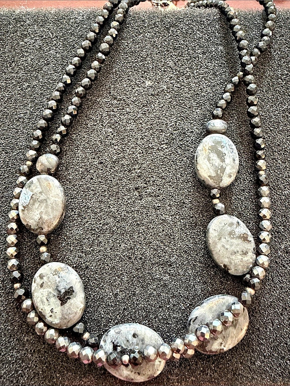 Studio Barse Statement Beaded Necklace in Black & Silver Like New